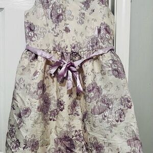 Floral Purple and Cream Kids Dress